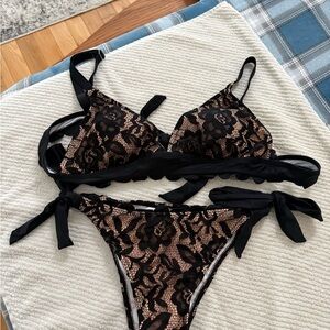 Women’s Black Lace Overlay Bikini - Brand Unknown